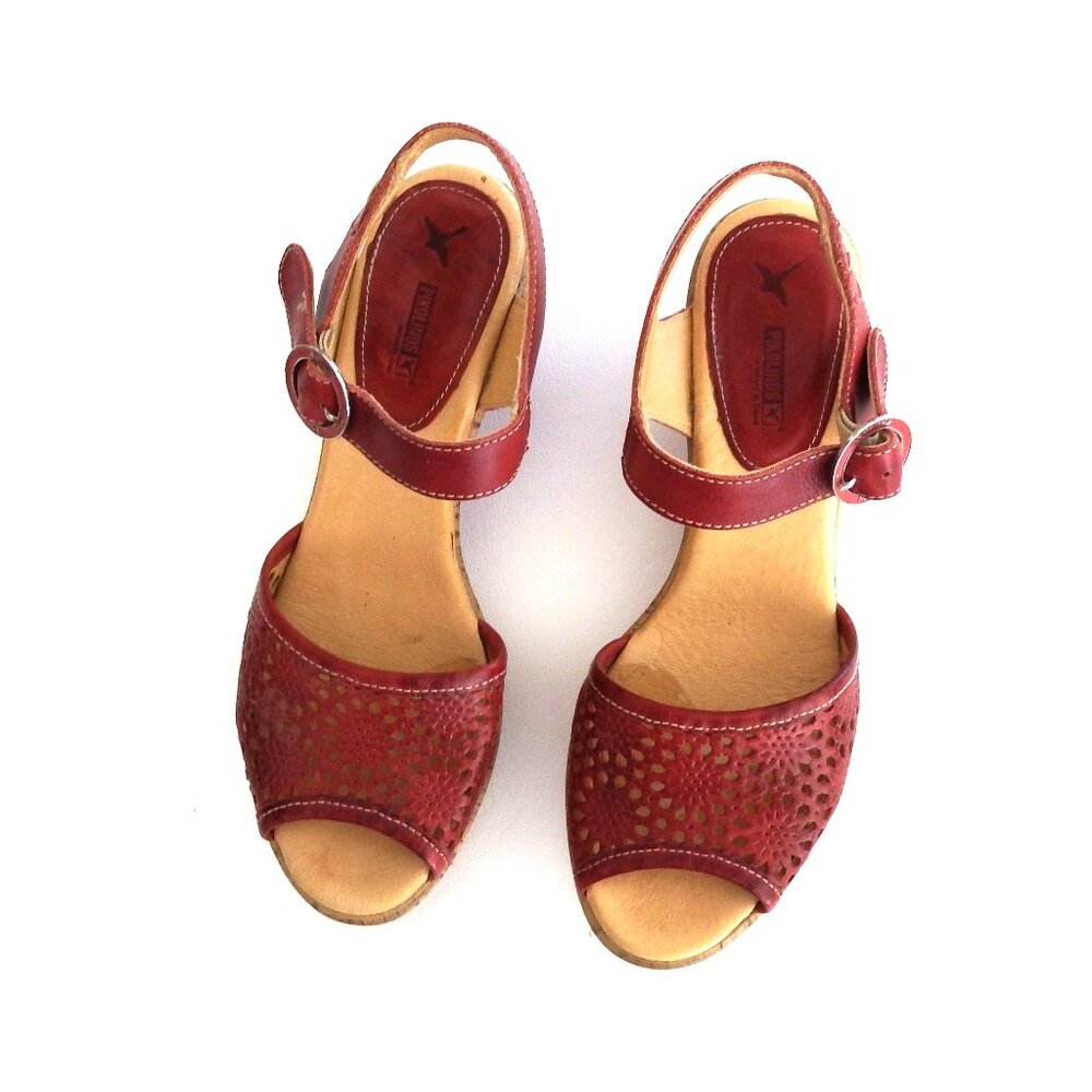 Pikolinos Sandals Sandia Red Size 36 Cut Out Flowers XLNT